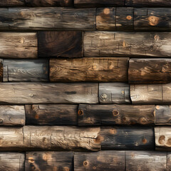 Seamless pattern of rustic wooden planks background with rich textures and shadows