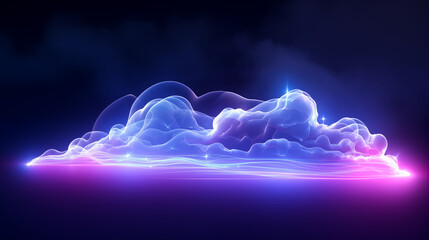 3D Rendered Neon Glow Abstract Backgrounds: Magenta Tones, Dynamic Ribbons, Virtual Clouds & Glowing Geometric Shapes in Dark Settings for Futuristic, Energy-Themed Wallpapers - generativ ai