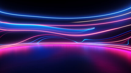 3D Rendered Neon Glow Abstract Backgrounds: Magenta Tones, Dynamic Ribbons, Virtual Clouds & Glowing Geometric Shapes in Dark Settings for Futuristic, Energy-Themed Wallpapers - generativ ai