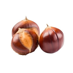 Obraz premium chestnuts isolated on transparent background, generative AI.