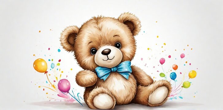 Ilustraci&oacute;n digital de osito beb&eacute; saludando sobre fondo blanco