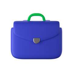 3D business suitcase - Finance and Banking icon, blue and green color soft render