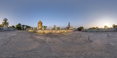 full 360 hdri panorama near tallest hindu shiva statue in india on mountain near ocean in...