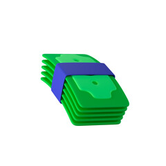 3D money stack - Finance and Banking icon, blue and green color soft render