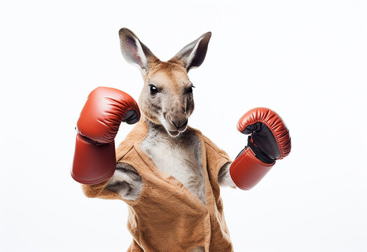 canguru engraçado usando luvas de boxe, animal pronto para luta 
