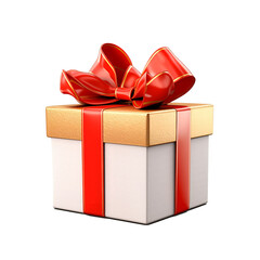 Christmas gift in box, transparent format, PNG