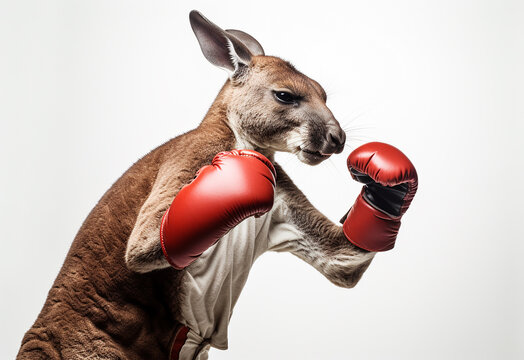canguru com luvas de boxe em fundo branco 