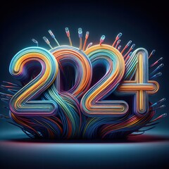 2024 year sign from cables and wires generative ai