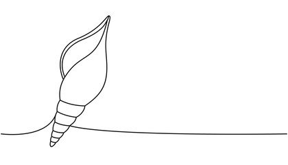 Underwater shell one line continuous drawing. Tropical underwater shell continuous one line illustration. Vector minimalist linear illustration.