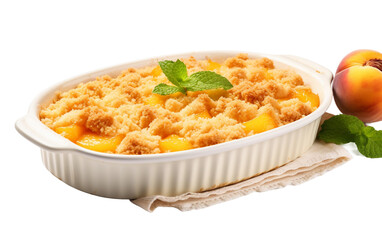 Peach Cobbler with Almond Crumble on transparent Background