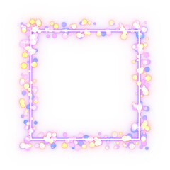 Glittering circles' particle frame. 3d rendering.