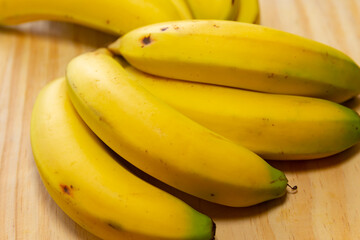 Ripe nanica bananas in selective focus