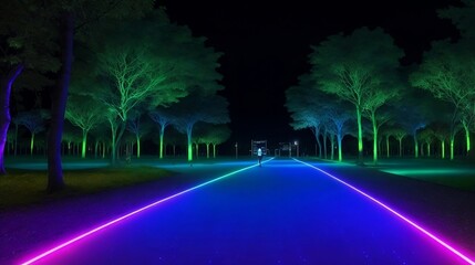 futuristic city street at night