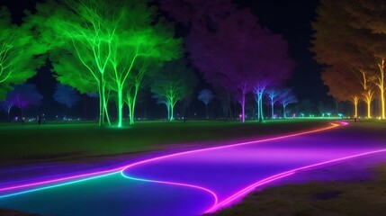 
illuminated path at night