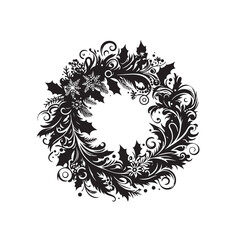 Modern and stylish silhouette of a Christmas wreath, perfect for adding a contemporary touch to your festive artwork. Explore the possibilities.

