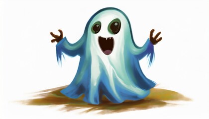 Obraz premium happy ghost on white background