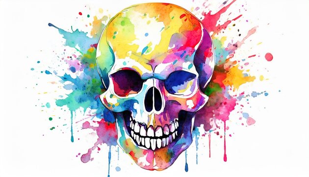 skull color splash illustration