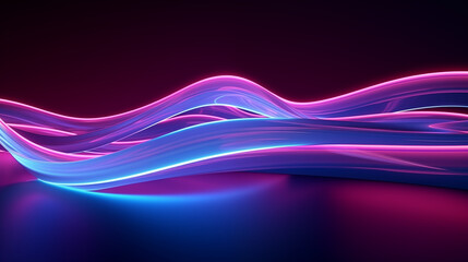 3D Rendered Neon Glow Abstract Backgrounds: Magenta Tones, Dynamic Ribbons, Virtual Clouds & Glowing Geometric Shapes in Dark Settings for Futuristic, Energy-Themed Wallpapers - generativ ai