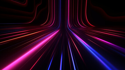 3D Rendered Neon Glow Abstract Backgrounds: Magenta Tones, Dynamic Ribbons, Virtual Clouds & Glowing Geometric Shapes in Dark Settings for Futuristic, Energy-Themed Wallpapers - generativ ai
