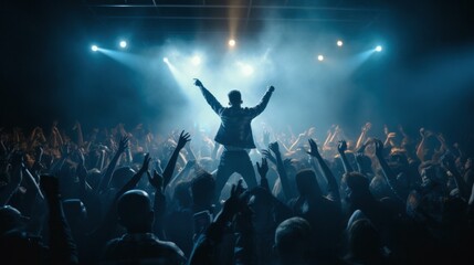 professional dancer performing on stage, surrounded by a mesmerized crowd and pulsing beats