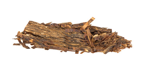 Pile of dry tobacco isolated on a white background.