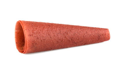 Isolated sweet pureed fruit pastila on a white background