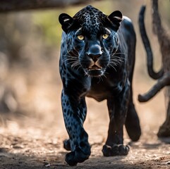Naklejka na ściany i meble Wildlife: Majestic Predator Roaring in the Jungle
