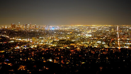 Wonderful view over the vibrant City of Los Angeles at night - travel photography