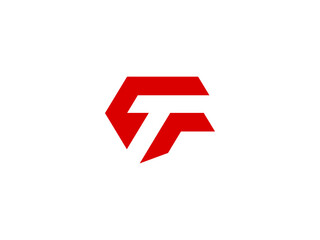 ft letter red logo design - obrazy, fototapety, plakaty