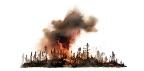 Forest Fire Catastrophe on Transparent Background