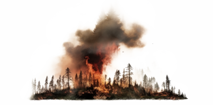 Forest Fire Catastrophe on Transparent Background