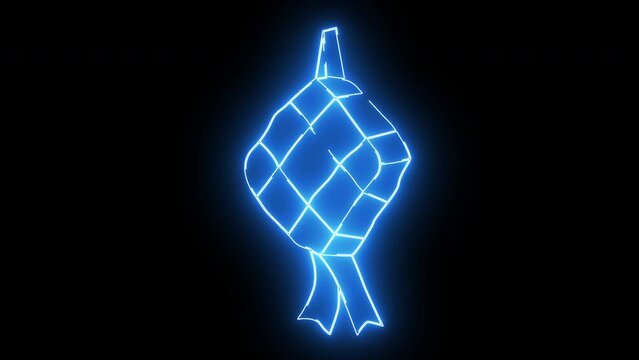Animation of the ketupat icon with a glowing neon effect