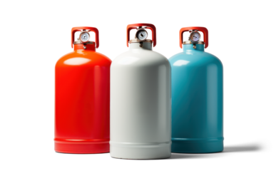 Natural Gas Cylinder Trio on Transparent Background