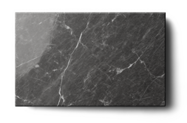 Empty black marble podium for product display isolated on transparent background, top view, png. Close-up Marble Panel