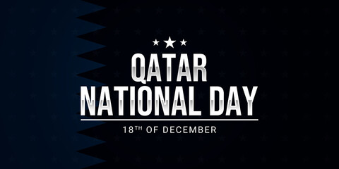 Qatar national day on december 18. Celebration banner for national day of Qatar with flag in the background
