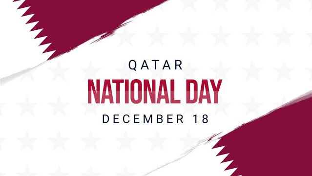 Happy Qatar national day. December 18. 4K typography animation with Qatar flag