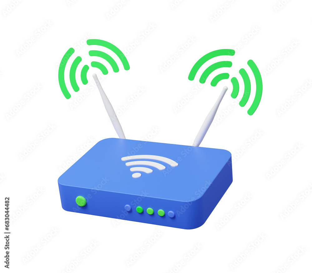 Poster internet wifi switch router 3d icon technology digital wireless modem hotspot antennas network. down