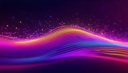 Fototapeta na wymiar Abstract shaped colourful background with curved lines glowing in the ultraviolet spectrum.