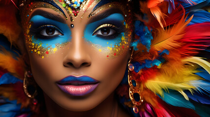 Fototapeta na wymiar Woman in costume on Brazilian carnival