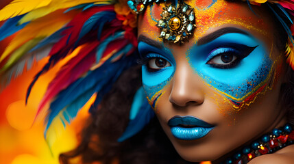 Woman in costume on Brazilian carnival