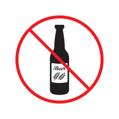 Forbidden beer vector icon. Warning, caution, attention, restriction, label, ban, danger. No beer flat sign design pictogram symbol. No beer icon UX UI icon