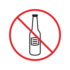 Forbidden beer vector icon. Warning, caution, attention, restriction, label, ban, danger. No beer flat sign design pictogram symbol. No beer icon UX UI icon