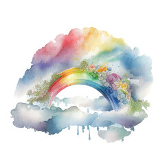 Watercolor claudy rainbow bridge