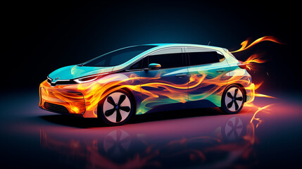 Fototapeta na wymiar Abstract Electric Vehicle Fusion