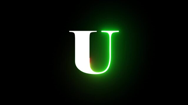 Neon letter U with alpha channel, neon alphabet and letters