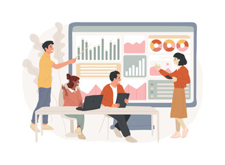Big data conference isolated concept vector illustration. Innovative idea presentation, science meeting, place to join analysts, latest scientific research, learning platform event vector concept.