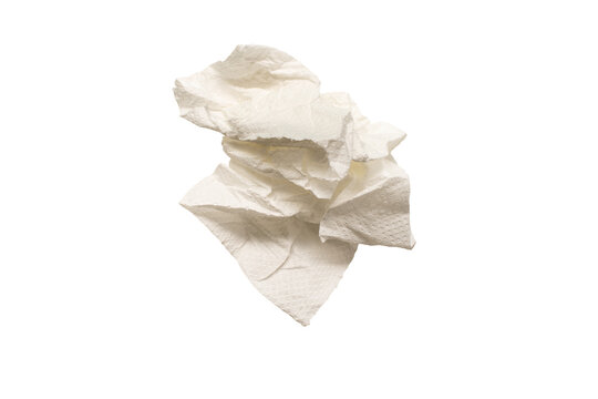 crumpled crumpled paper napkin. Isolate on white. PNG format available