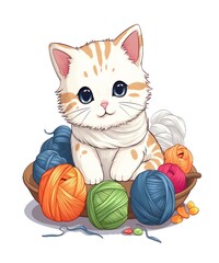cute cat knitting yarn knit