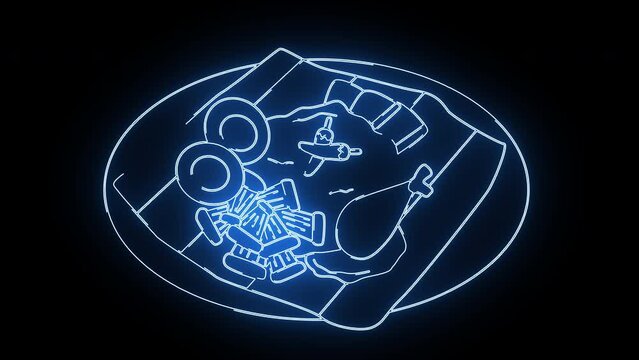 Animation of the gudeg rice icon with a glowing neon effect