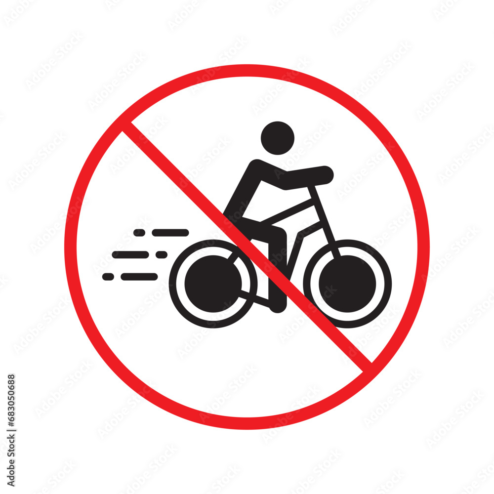 Wall mural forbidden bicycle vector icon. warning, caution, attention, restriction, label, ban, danger. no bicy